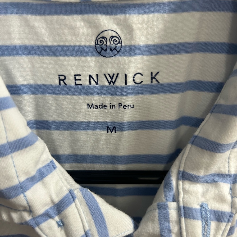RENWICK Womens Blue White Stripe Sleeveless Collared Polo Shirt Size M‎ - Picture 2 of 3